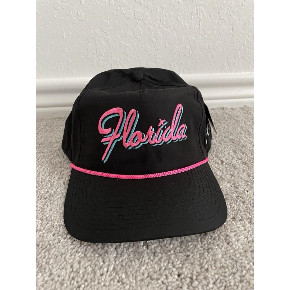 NEW Bad Birdie Men's Florida Rope Golf Hat Adjustable Black/Pink Snapback